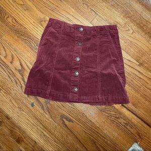 Denim velvet buttoned skirt